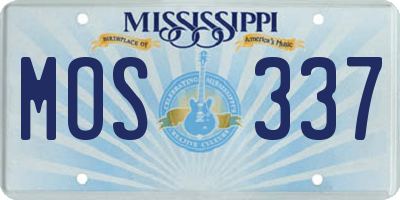 MS license plate MOS337