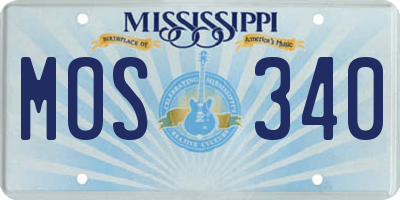 MS license plate MOS340
