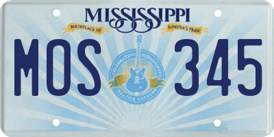 MS license plate MOS345
