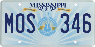 MS license plate MOS346
