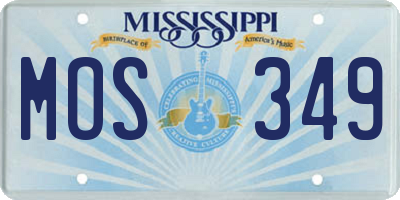 MS license plate MOS349