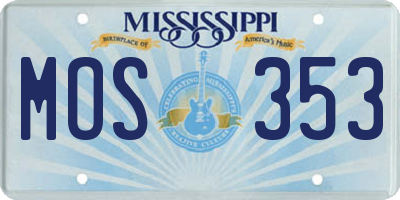 MS license plate MOS353