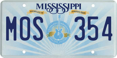 MS license plate MOS354