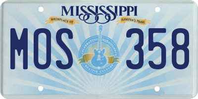 MS license plate MOS358