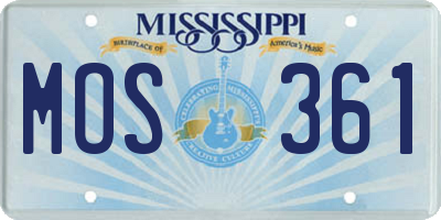 MS license plate MOS361