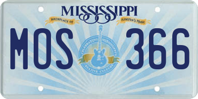 MS license plate MOS366
