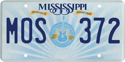 MS license plate MOS372
