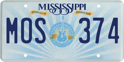 MS license plate MOS374