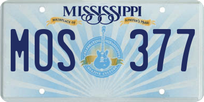 MS license plate MOS377