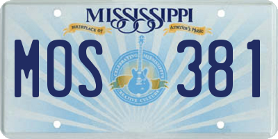 MS license plate MOS381