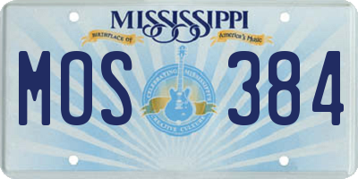 MS license plate MOS384