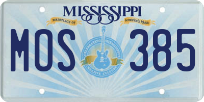 MS license plate MOS385