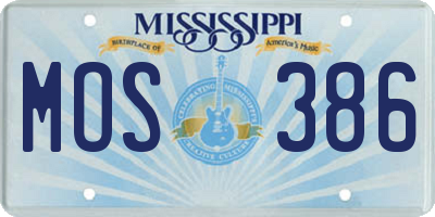 MS license plate MOS386