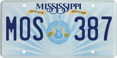 MS license plate MOS387
