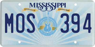 MS license plate MOS394