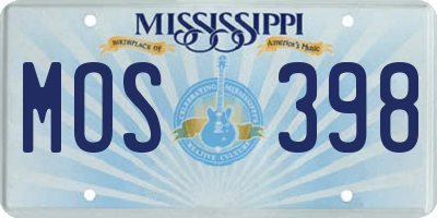 MS license plate MOS398