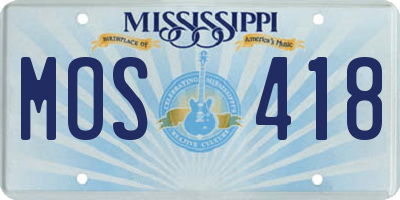 MS license plate MOS418