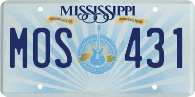 MS license plate MOS431