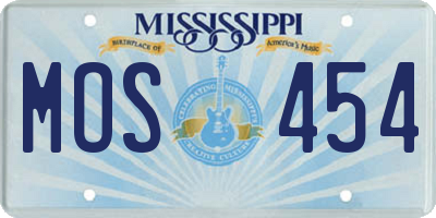 MS license plate MOS454