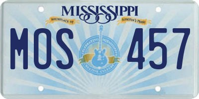 MS license plate MOS457