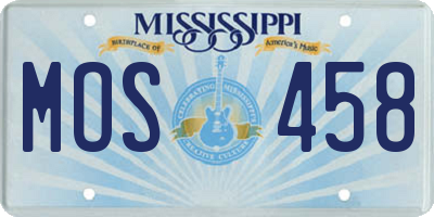 MS license plate MOS458