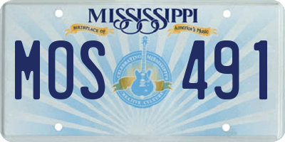 MS license plate MOS491