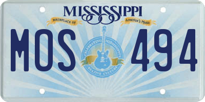 MS license plate MOS494