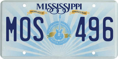 MS license plate MOS496