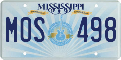 MS license plate MOS498