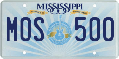 MS license plate MOS500