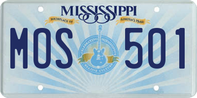 MS license plate MOS501