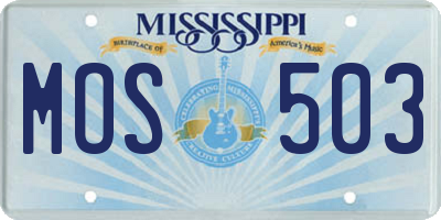 MS license plate MOS503