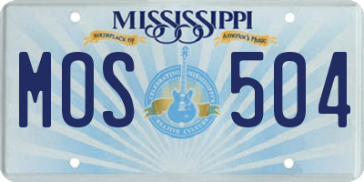 MS license plate MOS504
