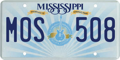 MS license plate MOS508