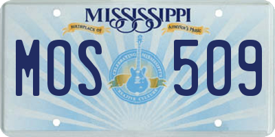 MS license plate MOS509
