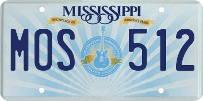 MS license plate MOS512