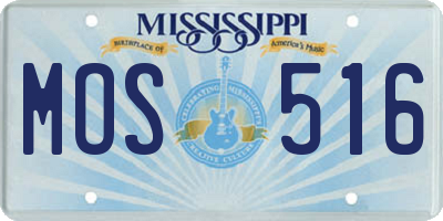 MS license plate MOS516