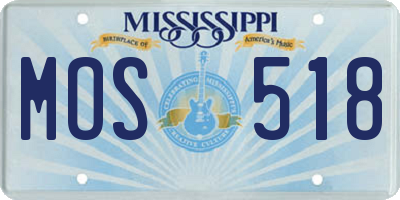 MS license plate MOS518