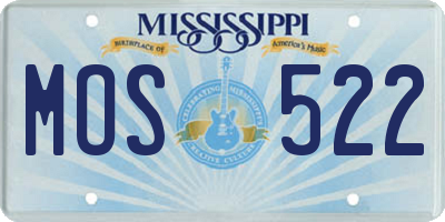 MS license plate MOS522