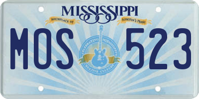 MS license plate MOS523