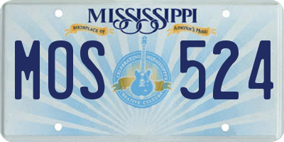 MS license plate MOS524