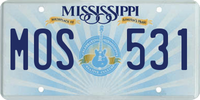 MS license plate MOS531