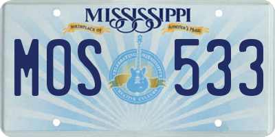 MS license plate MOS533