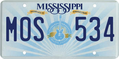 MS license plate MOS534
