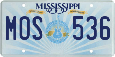 MS license plate MOS536