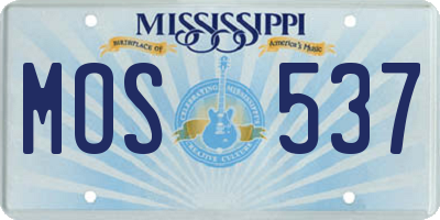 MS license plate MOS537