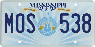 MS license plate MOS538