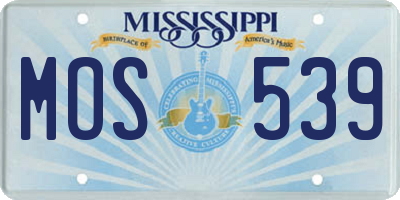 MS license plate MOS539
