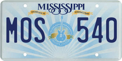 MS license plate MOS540