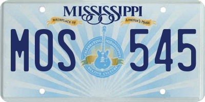 MS license plate MOS545